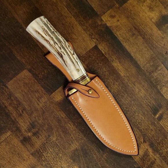 Colorado Cutlery Antler Handle Knife with Handmade Sheath by Slickbald - Picture 3 of 10